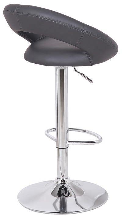 Lamboro Sorrento Kitchen Bar Stool, Chrome Footrest, Adjustable Swivel Gas Lift, Home Bar & Breakfast Faux-Leather Barstool, Charcoal Grey