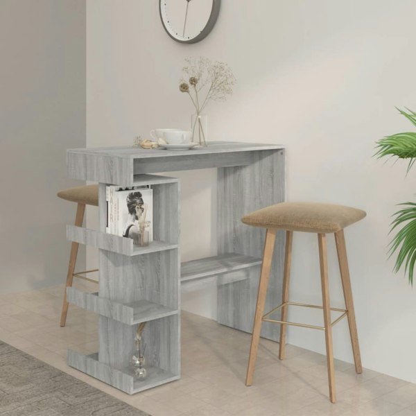 Berkfield Bar Table with Storage Rack Grey Sonoma 100x50x101.5 cm