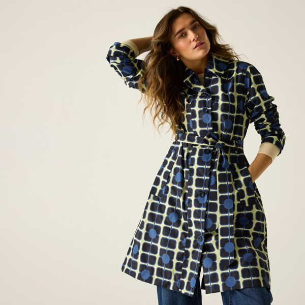 Regatta Womens Orla Kiely Waterproof Trench Coat - Navy