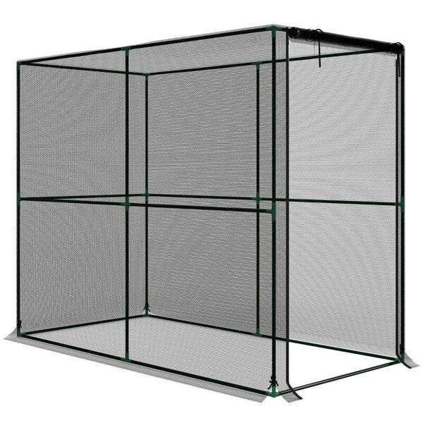 Fruit Cage Bird Netting, Brassica Cage Plant Protection Tent with Zipped Door, Anti Bird, Insects, Small Animals, Black