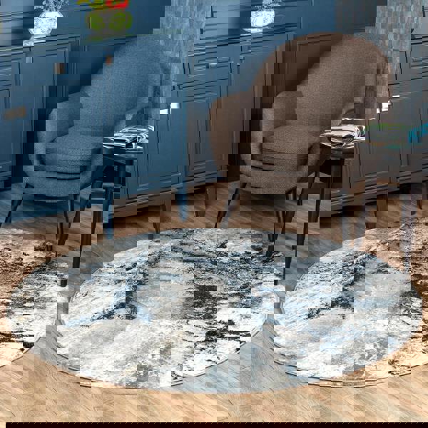 Livabliss Jolie-Abstract Blue Grey Beige Black Modern Marble Rug