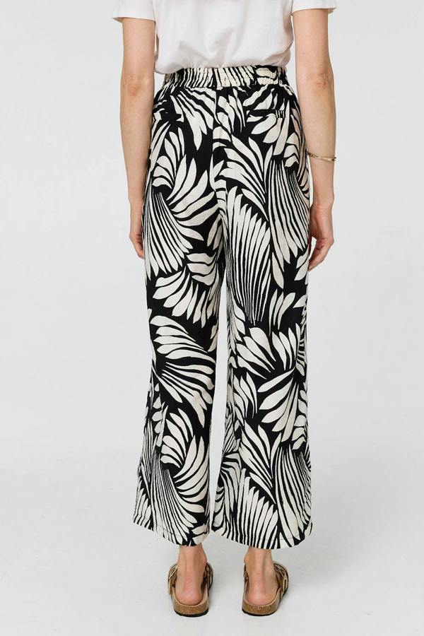 Black | Abstract Print High Waist Wide Trousers