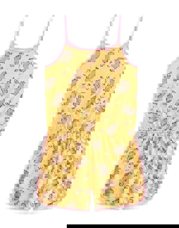 Pusheen Girls Yellow Spring Flowers Sleeveless Playsuit