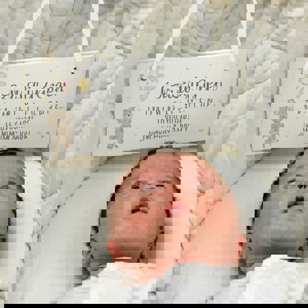 Personalised Memento Company Personalised Teddy & Balloons White Wooden Sign