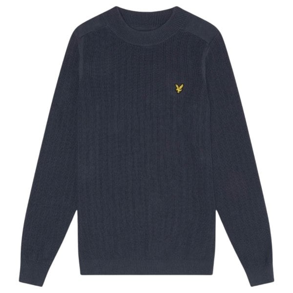 Lyle & Scott Plain Branded Ribbed Mock Neck Navy Night Jumper S