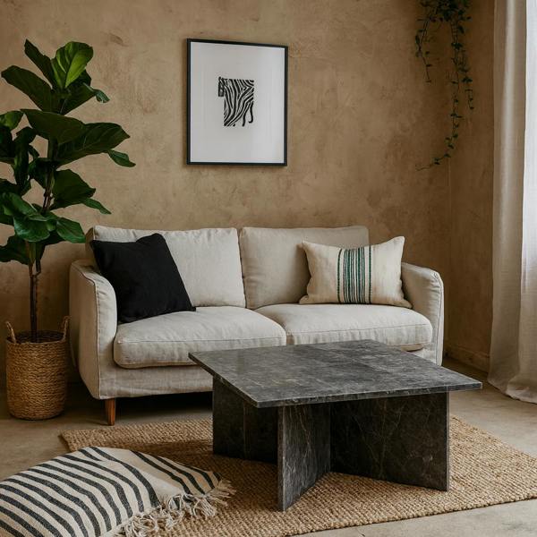 Wyld Haus Singapore Brown Marble Square Coffee Table