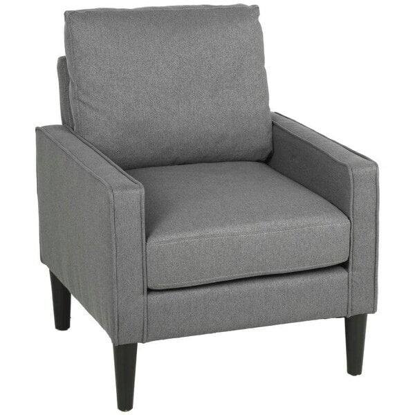 Accent Chair, Removable Pillow Linen Armchair with Comfy Spring Cushion for Living Room, Bedroom, Study, Dark Grey
