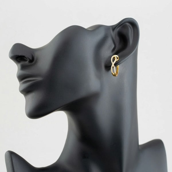 T. H. Baker 14ct Yellow Gold 0.34ct Brilliant Cut Diamond Crossover Hoop Earrings 737525 585/GG