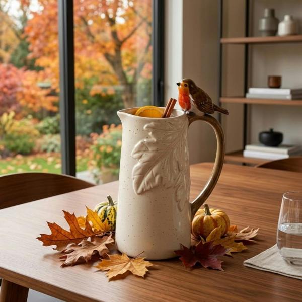 Garden Greatness Harvest Autumn Robin Leaf Decorative Jug