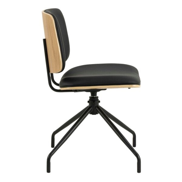 Wyld Haus Set of 2 Nairobi Swivel Dining Chairs Black Veneer and Faux Leather
