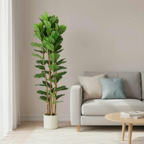 Wyld Haus Racori Artificial Fiddle Leaf Fig Style Tree With Full Canopy 180cm Green