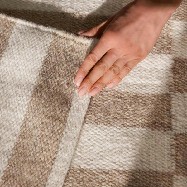 Vika Beige colour wool rug, textured pile, reversible rug, eco-friendly, hand-made rug.