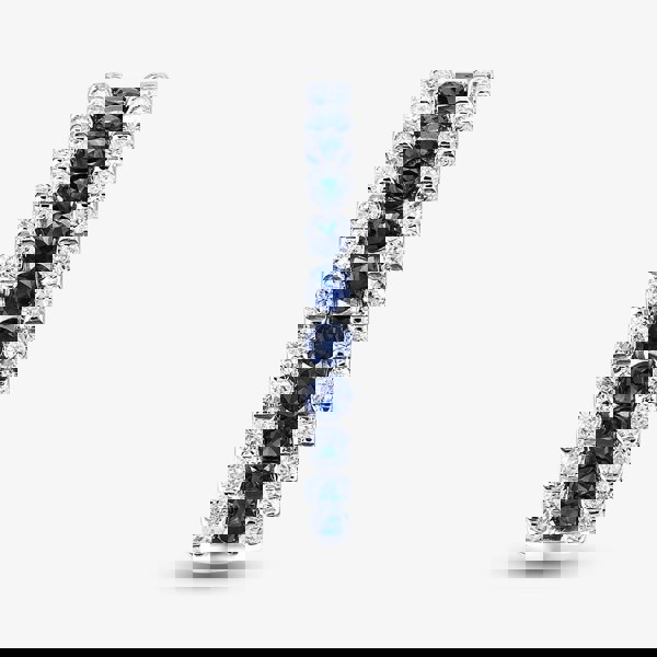 T. H. Baker 9ct White Gold Sapphire & Lab Grown Diamond Three Row Half Eternity Ring LGR44409-SD