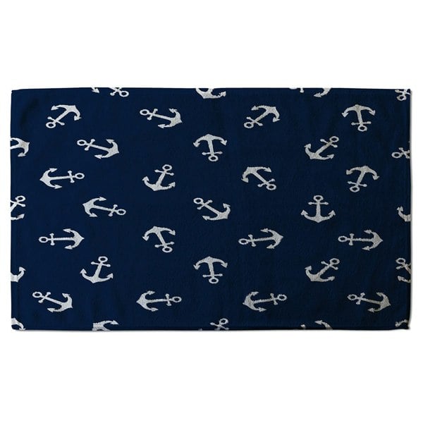 Benjamin Tate Design Anchors on Navy Background (Bath Towel)