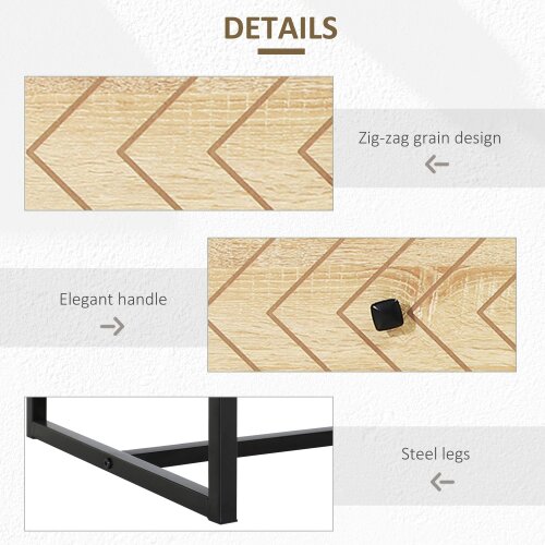 Wyld Haus Niel Wooden Natural Chevron 6 Drawer Chest With Zigzag Black Metal Legs