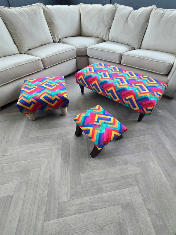 ISTOOLS Premium Multi-Colour Trem Footstool Pouffe – Stylish, Comfortable & Versatile