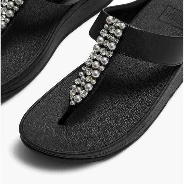 FitFlop FitFlop FINO PEARLS AND CRYSTAL Womens Toe-Post Sandals Black
