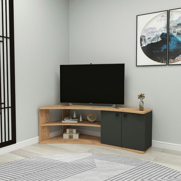 Destina Home Corner TV Stand Reversible Entertainment Center for TVs up to 60"-Dion