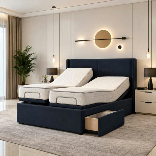 Paradise Beds Royal Divan Electric Adjustable bed With Memory Mattress + Optional Drawers