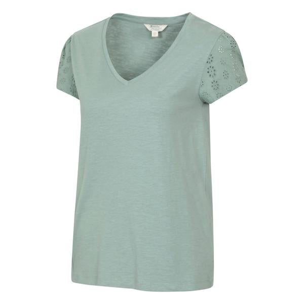 Mountain Warehouse Womens/Ladies Malaga Broderie Sleeve T-Shirt - Khaki Green - 