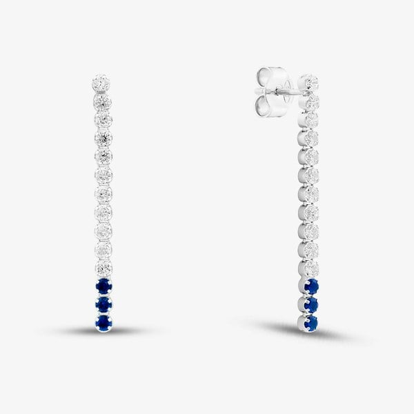 T. H. Baker Sterling Silver Rhodium Plated Two Colour Cubic Zirconia Drop Earrings 8.58.8559