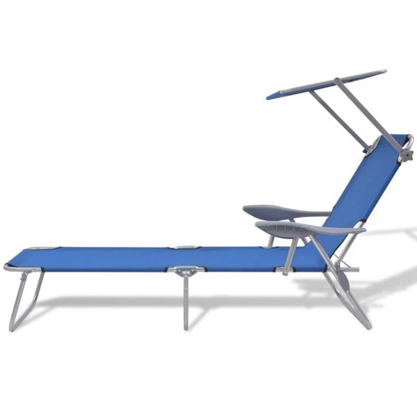 Berkfield Sun Lounger with Canopy Steel Blue
