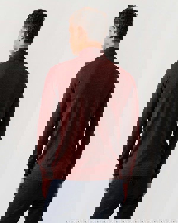 Oliver Sweeney Curragh Mens 1/4 Zip Funnel Neck Merino Wool Jumper - Mulberry Marl