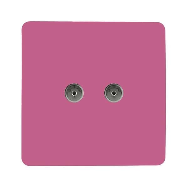 Trendi Switch 2 Gang Female Co-Axial Television Socket in Candy Pink