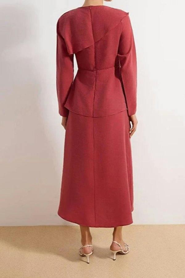 WOVCOR Belted Woven Dress