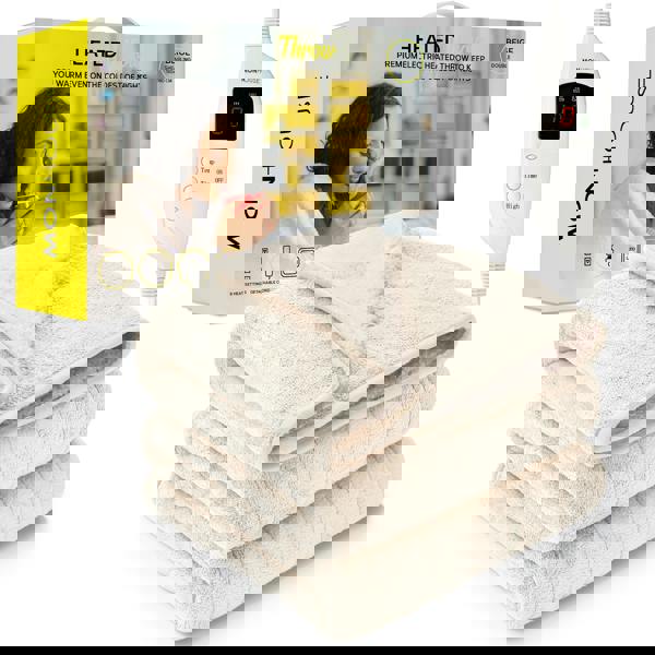 MONHOUSE Heated Electric Throw 9H Timer 9 Heat Setting Shearling Fleece Blanket