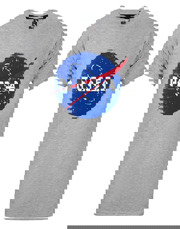 NASA Mens Grey Distressed Logo Short Sleeved T-Shirt