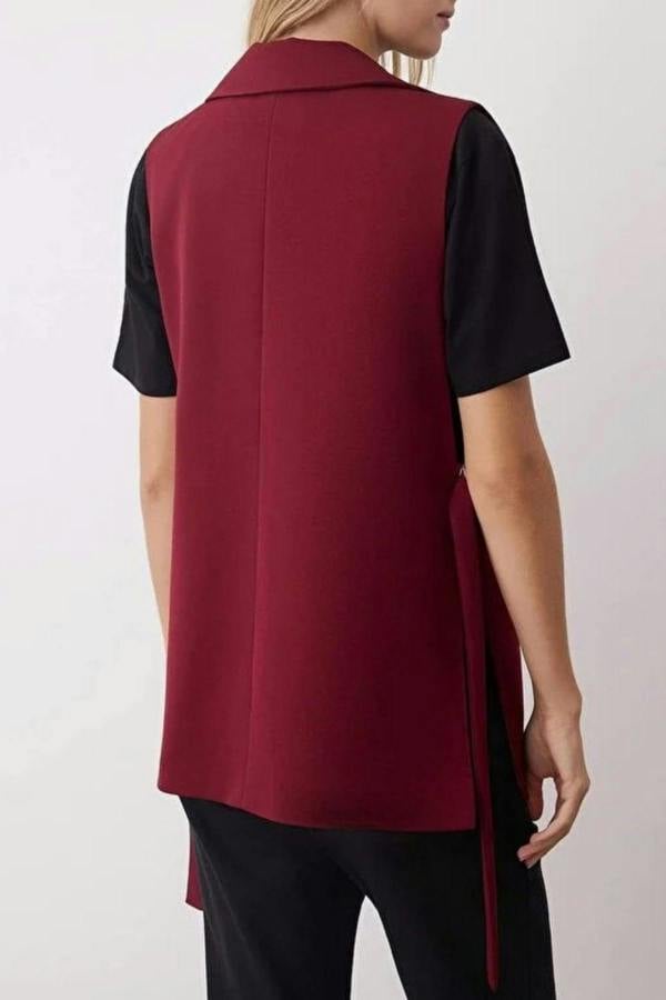 WOVCOR Oversize Lined Woven Vest with Side Tie Detail