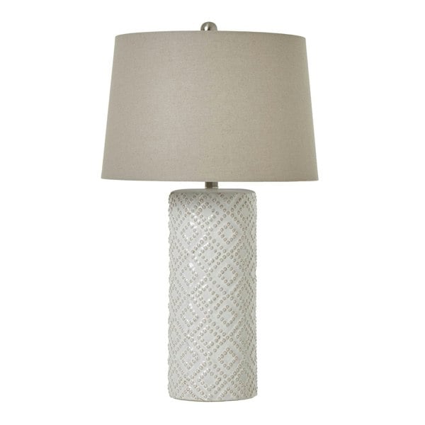 Hill Interiors Beaded Ceramic Table Lamp (UK Plug) - White