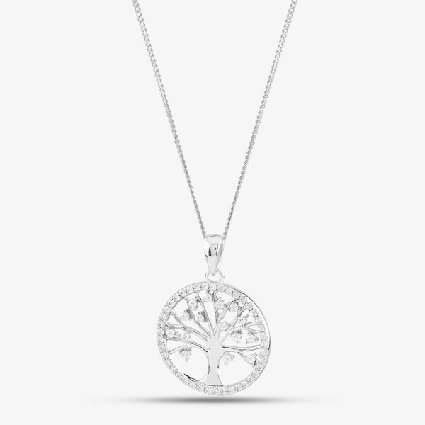 T. H. Baker Sterling Silver Cubic Zirconia Tree of Life Necklace 8.68.4619