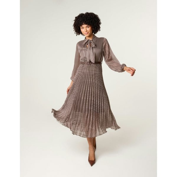 Blue Vanilla Pussybow Pleated Dress