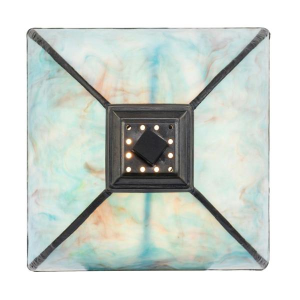 Emerald Green and Teal Mix Tiffany Glass Table Lamp with Black Base Image 5