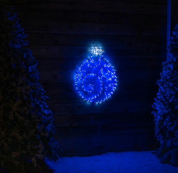 Samuel Alexander 78cm Metal Hanging Christmas Bauble with 245 Static & Twinkling LEDs in Blue & White
