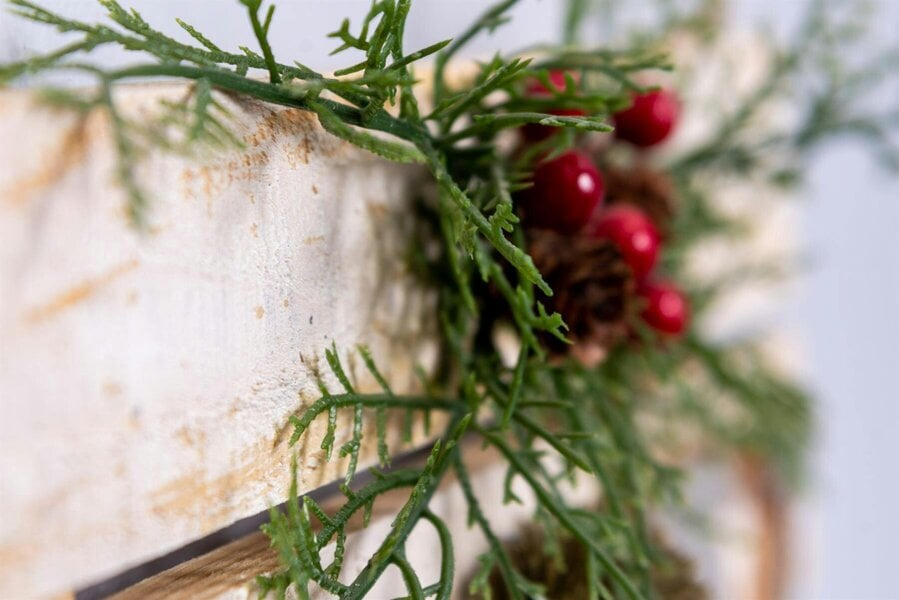 Shatchi 20x40cm Wooden JOY Christmas Wall Frame Decoration for Festive Home Display