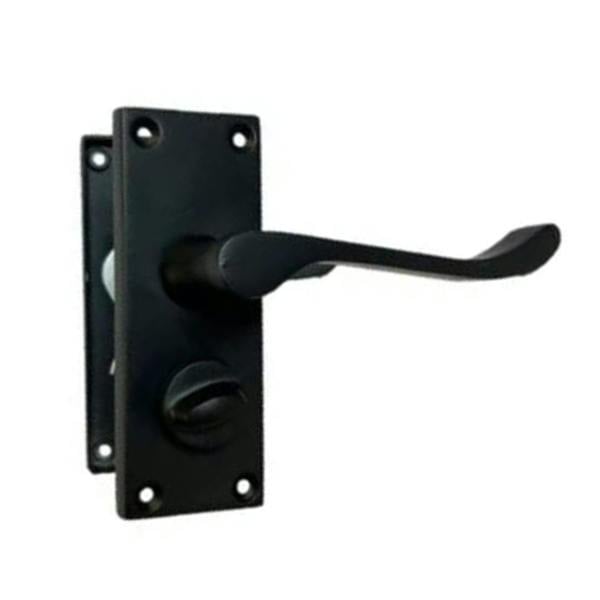 EDH Door Hardware Victorian Scroll Matt Black Bathroom Privacy Lock Door Handles 1 Pair