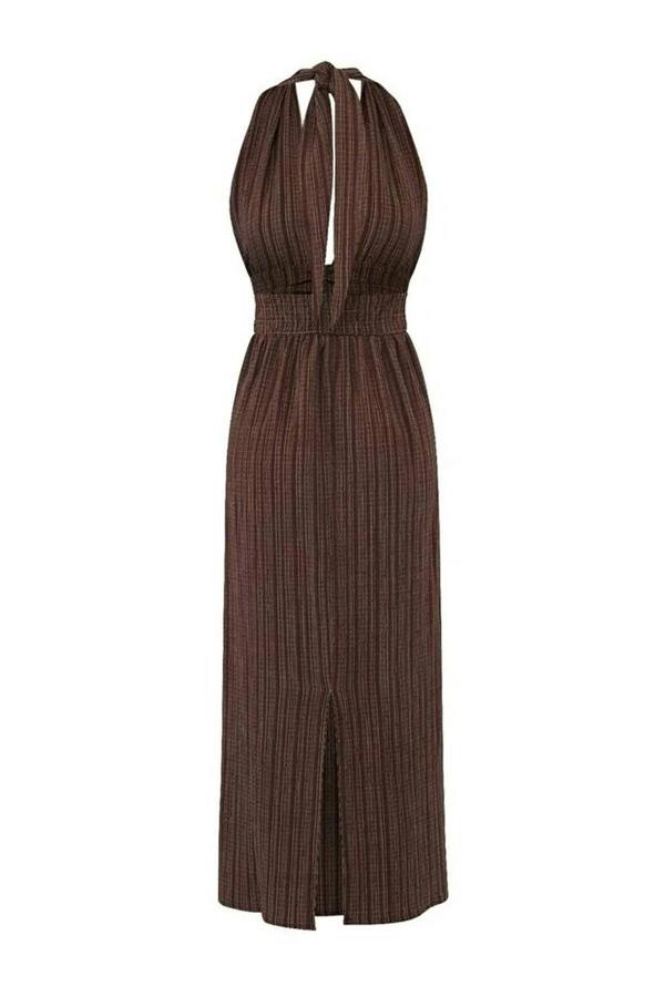 Backless Halterneck Maxi Beach Dress