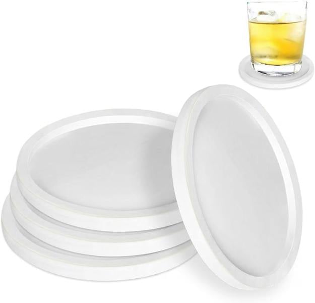ATEK 4 Pack Silicone Drinks Coasters Non-Slip Cup Mats White