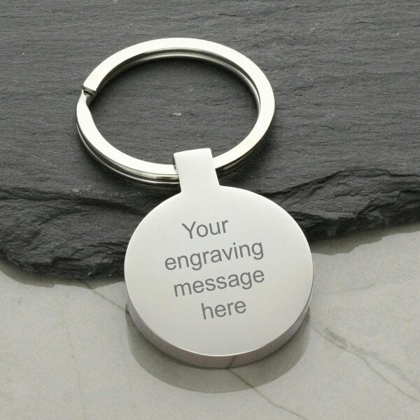 Christopher James of London Mirror Polished Round Medic Aware Keyring With Engraving