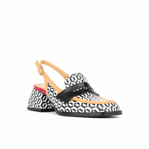 Embassy London Diana - Peach & Hexa Print - Women's block heel slingback leather pump