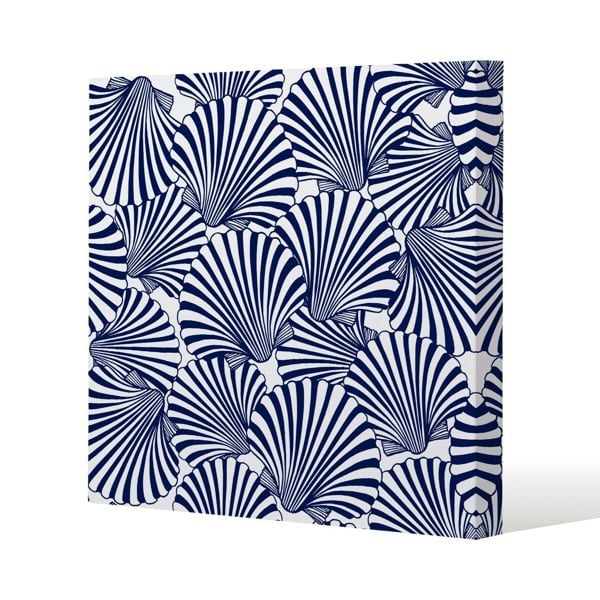 Benjamin Tate Design Striped Sea Shells Slim Style Canvas Print  30x30cm , 15mm Slim Real wood.
