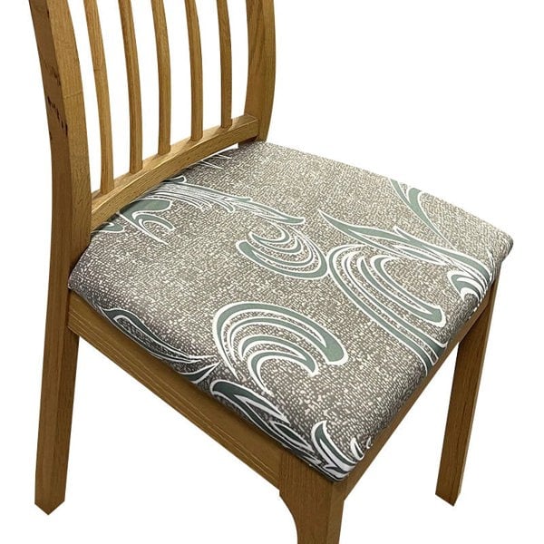 Anyseat Chair Cover Light Brown Random Wave Print Stretch Seat Cover for Home Dinning Kitchen Washable Removable