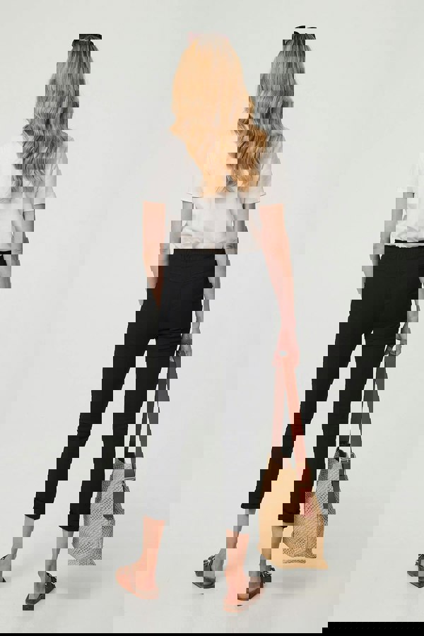 Black | Tie Waist Slim Cropped Trousers
