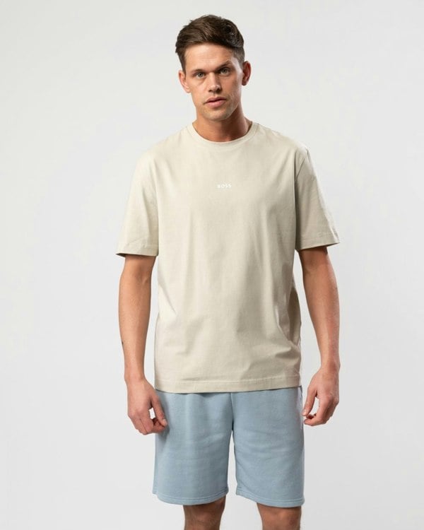 BOSS Orange TChup Mens Crew Neck Small Logo T-Shirt - Light Beige 271