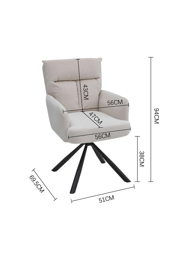 Living and Home Modern Upholstered Swivel Armchair with Black Legs