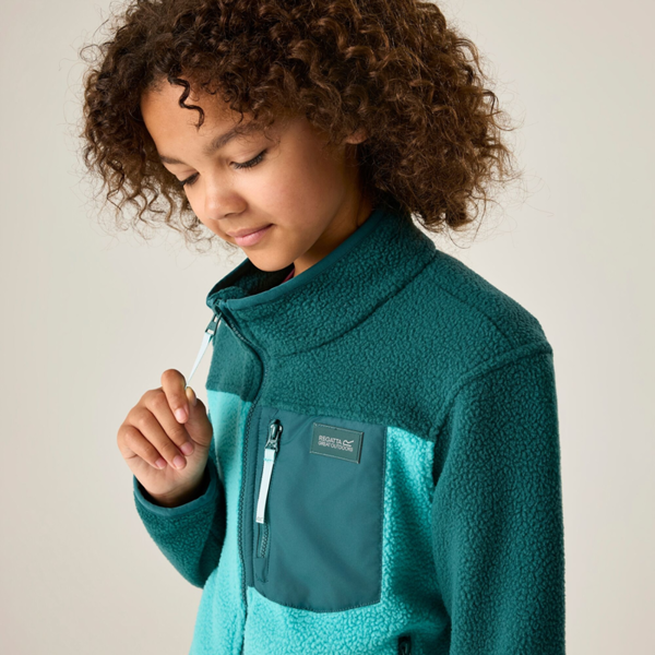 Regatta Kids Frankie Colour Block Fleece Jacket - Mediterranea/Turquoise