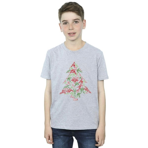 Marvel Boys Avengers Christmas Tree T-Shirt - Sports Grey